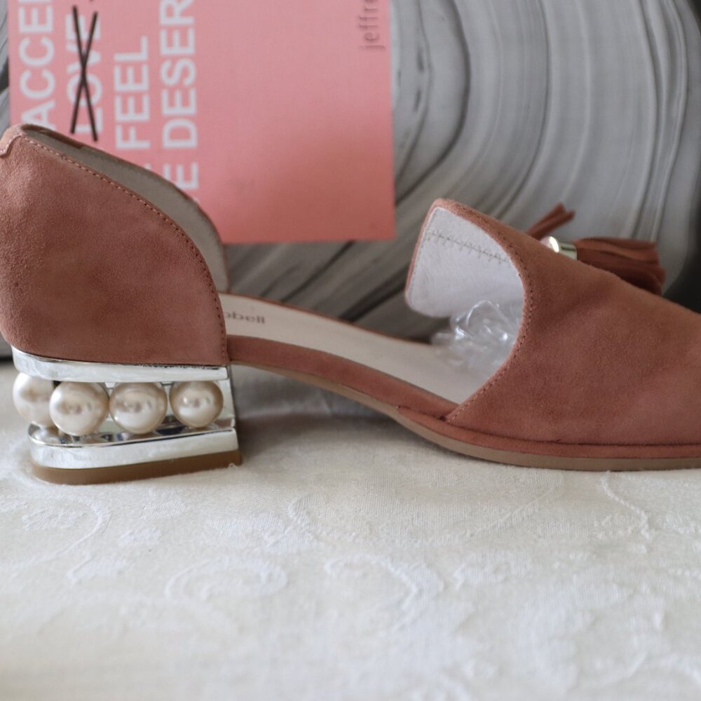 Jeffery Campbell Civil MP Dark Pink Suede/Silver Tassel Pearl Heal Size 9.5 - Picture 6 of 14